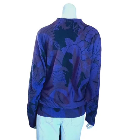 Vintage 80s deWall Sweater Wool Blend Black Panther Print Oversized Fit - Picture 6 of 9